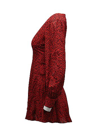 Alice + Olivia Alice + Olivia Leopard Print Long Sleeve Dress in Red Viscose (view 2)