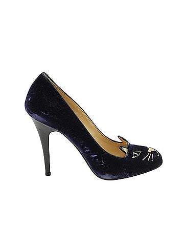 Charlotte Olympia Charlotte Olympia Kitty Pumps in Blue Velvet (view 1)