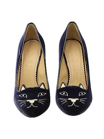 Charlotte Olympia Charlotte Olympia Kitty Pumps in Blue Velvet (view 2)
