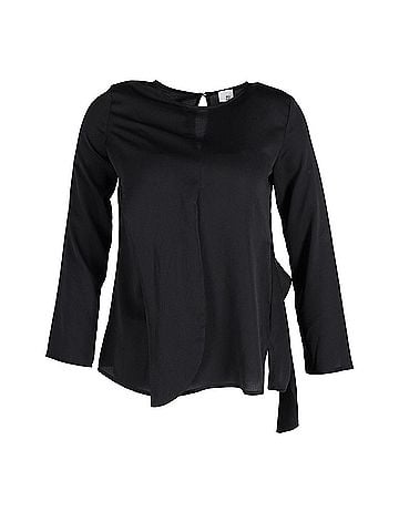 Iris & Ink Iris & Ink Long Sleeve Blouse in Black Polyseter  (view 1)