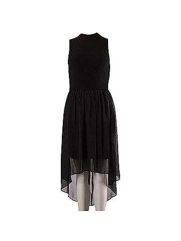 Alice + Olivia Alice & Olivia Asymmetric Hem Sleeveless Midi Dress in Black Polyester (view 1)