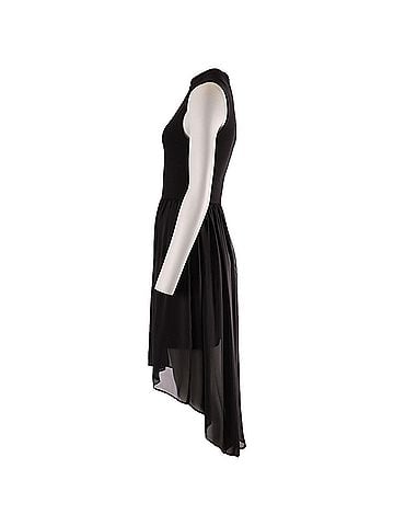 Alice + Olivia Alice & Olivia Asymmetric Hem Sleeveless Midi Dress in Black Polyester (view 2)