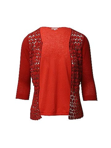 Maje Maje Crocheted Cardigan in Red Cotton (view 1)