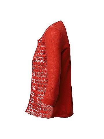 Maje Maje Crocheted Cardigan in Red Cotton (view 2)