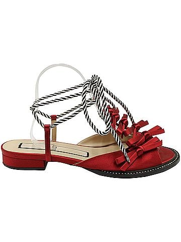 Truly Madly Deeply N21 Ankle Tie Sandals in Red Satin  (view 1)