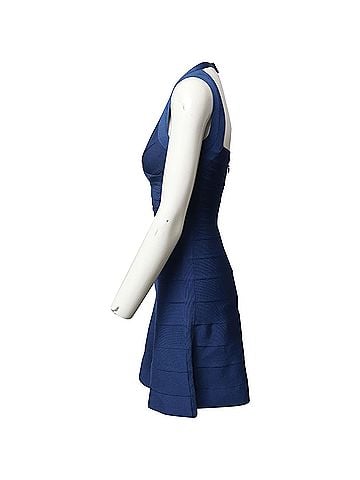 Herve Leger Herve Leger Flared Hem Bandage Dress in Blue Rayon (view 2)