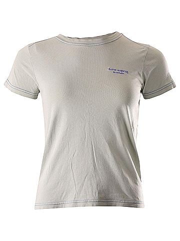 Acne Acne Studios Brand-embroidered T-shirt in Light Green Cotton (view 1)