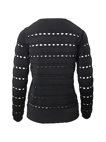 Herve Leger Herve Leger Stretch-Knit Bandage Pullover in Black Rayon (view 2)