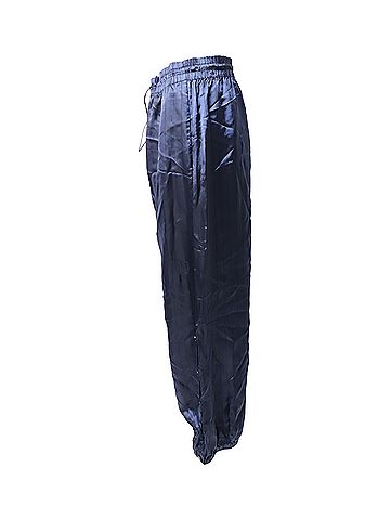 Monse Monse Snap-Embellished Pinstriped Wide-Leg Pants in Navy Blue Satin (view 2)