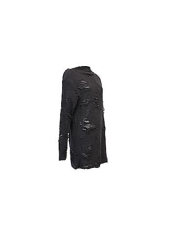 IRO Iro x Anja Rubik Iriza Distressed Dress in Black Cotton (view 2)