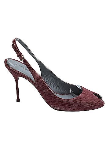 Sergio Rossi Sergio Rossi Peep-Toe Slingback Pumps in Pink Leather (view 1)