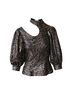 Ganni 100% Synthetic Multi Color Ganni Tiger Print Puff Sleeve Lurex Knit Top in Multicolor Polyester  Size 4 - photo 1