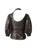 Ganni 100% Synthetic Multi Color Ganni Tiger Print Puff Sleeve Lurex Knit Top in Multicolor Polyester  Size 4 - photo 3