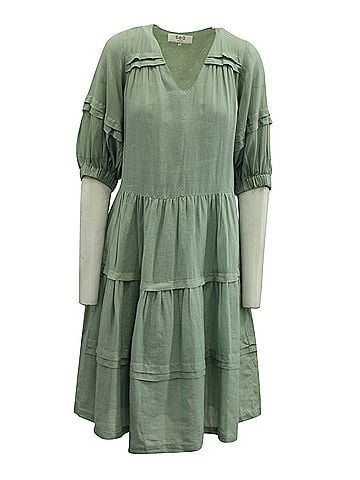 Sea New York Sea New York V-Neck Maxi Dress in Mint Green Cotton  (view 1)