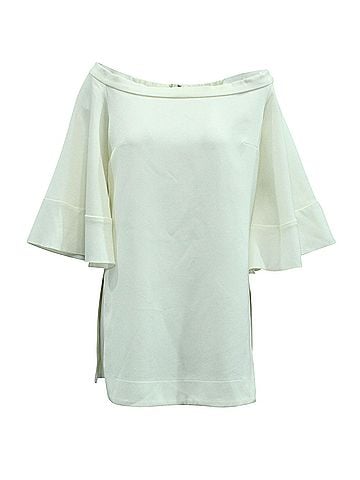 Ellery Ellery Elize Off-The-Shoulder Bell Sleeve Top in White Cotton (view 1)