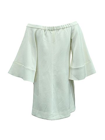 Ellery Ellery Elize Off-The-Shoulder Bell Sleeve Top in White Cotton (view 2)