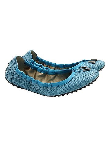 Tod's Tod's Ballerina Dee Laccetto Flats in Light Blue Leather (view 1)