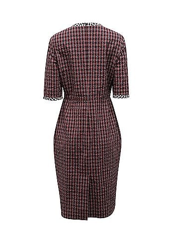 Altuzarra Altuzarra Gingham Crew Neck Dress in Multicolor Cotton (view 2)