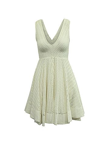 Sandro Sandro Bliss Eyelet Lace Dress in White Polyester (view 1)
