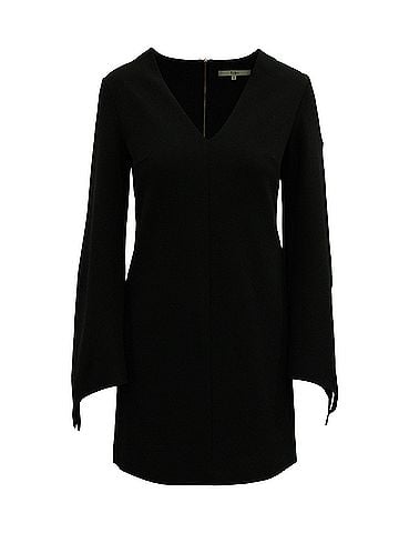 Tibi Tibi V-Neck Long Sleeve Dress in Black Polyester (view 1)