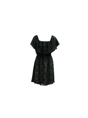 Alice + Olivia Alice + Olivia Lace Off Shoulder Short Dress in Black Nylon (view 1)