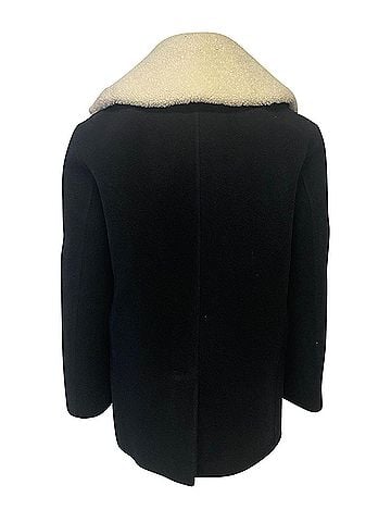 Burberry Burberry Double Breasted Coat with Shearling Collar in Black Wool (view 2)