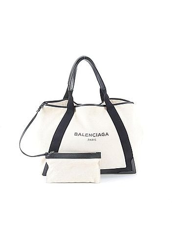 Balenciaga Balenciaga Navy Cabas Handbag with Pouch, Leather and Canvas Tote Bag, Handbag, Shoulder Women's (view 1)