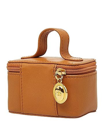 Christian Dior Christian Dior Dior CD Logo Handbag Pouch Vanity Case Brown Leather Women's (view 2)
