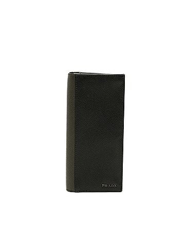 Prada Prada Logo Long Wallet 2MV836 Black Green Saffiano Leather Women's PRADA (view 1)