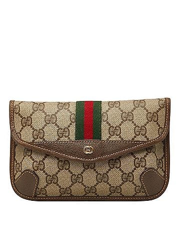 Gucci Gucci GG Supreme Sherry Line Handbag Pouch Beige Brown Leather Women's GUCCI (view 1)