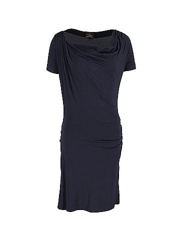 Vivienne Westwood Vivienne Westwood Draped Neckline Dress in Navy Blue Cotton (view 1)