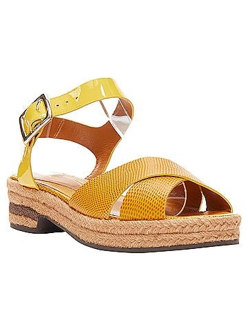Fendi Fendi embossed leather cross strap patent ankle strap jute sandal (view 2)