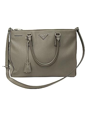Prada Prada Medium Galleria Double Zip Tote Bag in  Grey Saffiano Leather  (view 1)