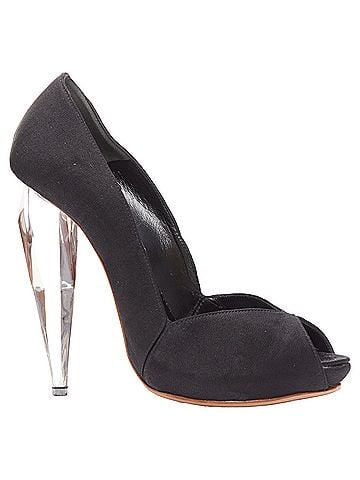 Alexander McQueen Alexander Mcqueen black satin clear lucite dagger peep toe heel EU37 (view 1)
