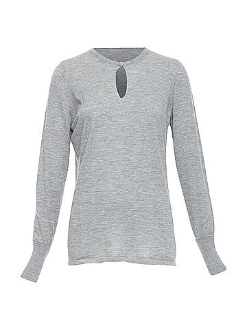 Chanel CHANEL 100% cashmere grey Camellia CC button keyhole sweater FR44 XXL (view 1)