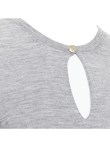 Chanel CHANEL 100% cashmere grey Camellia CC button keyhole sweater FR44 XXL (view 2)