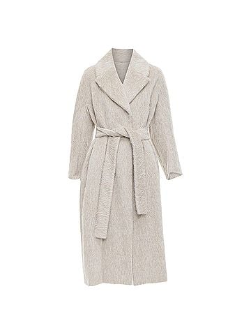 Max Mara MAX MARA S grey alpaca virgin wool spread collar belted long coat IT38 XS (view 1)
