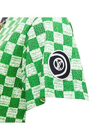 Louis Vuitton LOUIS VUITTON Damier green white cotton LV print chain detail tshirt XS (view 2)