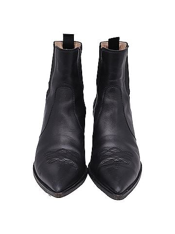 Gianvito Rossi  Gianvito Rossi Embroidered Western Ankle Boots in Black Leather (view 2)