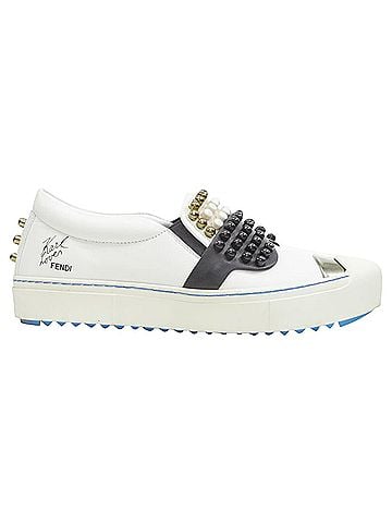 Fendi Fendi Karl Loves studded Karlito white leather skate sneakers EU36.5 (view 2)