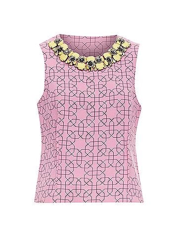MARNI MARNI pink virgin wool yellow embellished jewel collar vest IT40 S (view 1)
