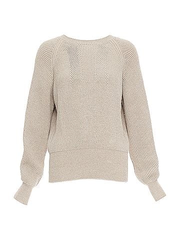 Stella McCartney STELLA MCCARTNEY 2015 taupe virgin wool contour ribbed knit sweater IT38 XS (view 1)