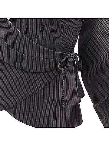 Giorgio Armani GIORGIO ARMANI grey ramie blend ruched kimono wrap crop blazer IT38 XS (view 2)