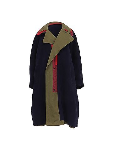 Balenciaga Balenciaga Layered Effect Oversized Trench Coat in Multicolor Wool (view 1)