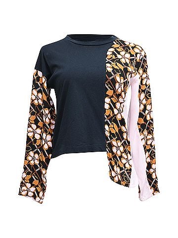 MARNI Marni Floral-Print Paneled Long Sleeve T-Shirt in Multicolor Cotton (view 1)
