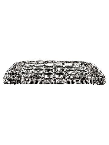 Balmain Balmain Crystal-Embellished Clutch Bag in Silver Silk (view 2)
