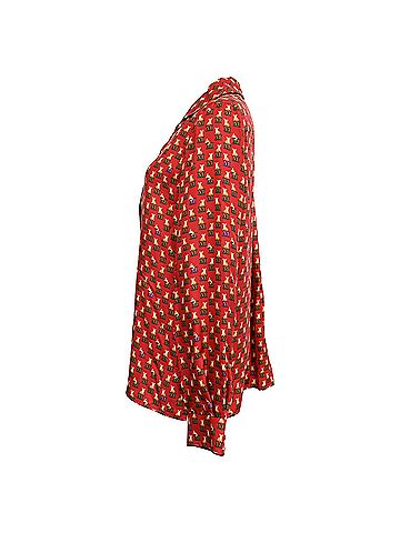 Max Mara Max Mara Tiger-Print Button-Down Shirt in Burgundy Silk (view 2)