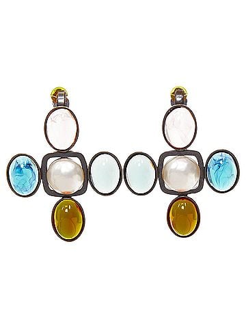 Saint Laurent Saint Laurent Runway Resin Cabochon Cross clip earrings Pair (view 1)