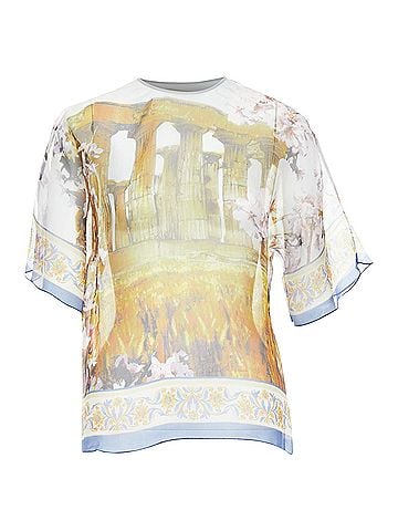 Dolce & Gabbana Dolce Gabbana silk sheer Rome Ruins floral print keyhole top (view 1)