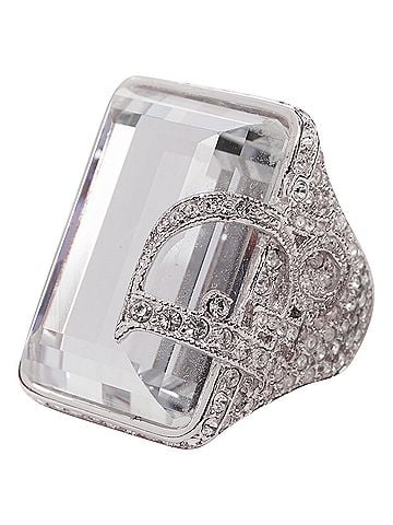 Christian Dior Christian Dior John Galliano crystal paved logo ring (view 1)